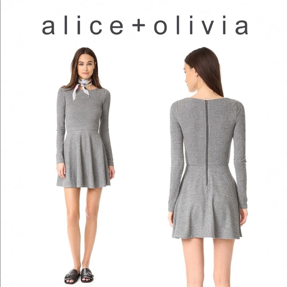 Alice + Olivia Brinley Mini Dress Gray Long Sleeve